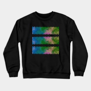 Colourful Zigzag Blue and Green Silhouette Digital Art Crewneck Sweatshirt